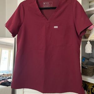 Figs Burgundy Scrub Top